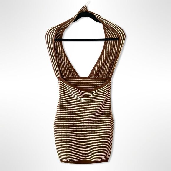 Callahan Mimi Knit Mini Dress stripes cross cross halter sold out Revolve M NWT - Picture 6 of 9